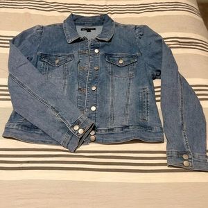 SOLD New Large  Denim Puff-Sleeve Jacket Light Wash, Boston Proper